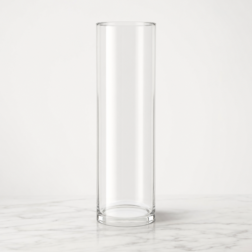 Jarrón de Cristal Cilíndrico